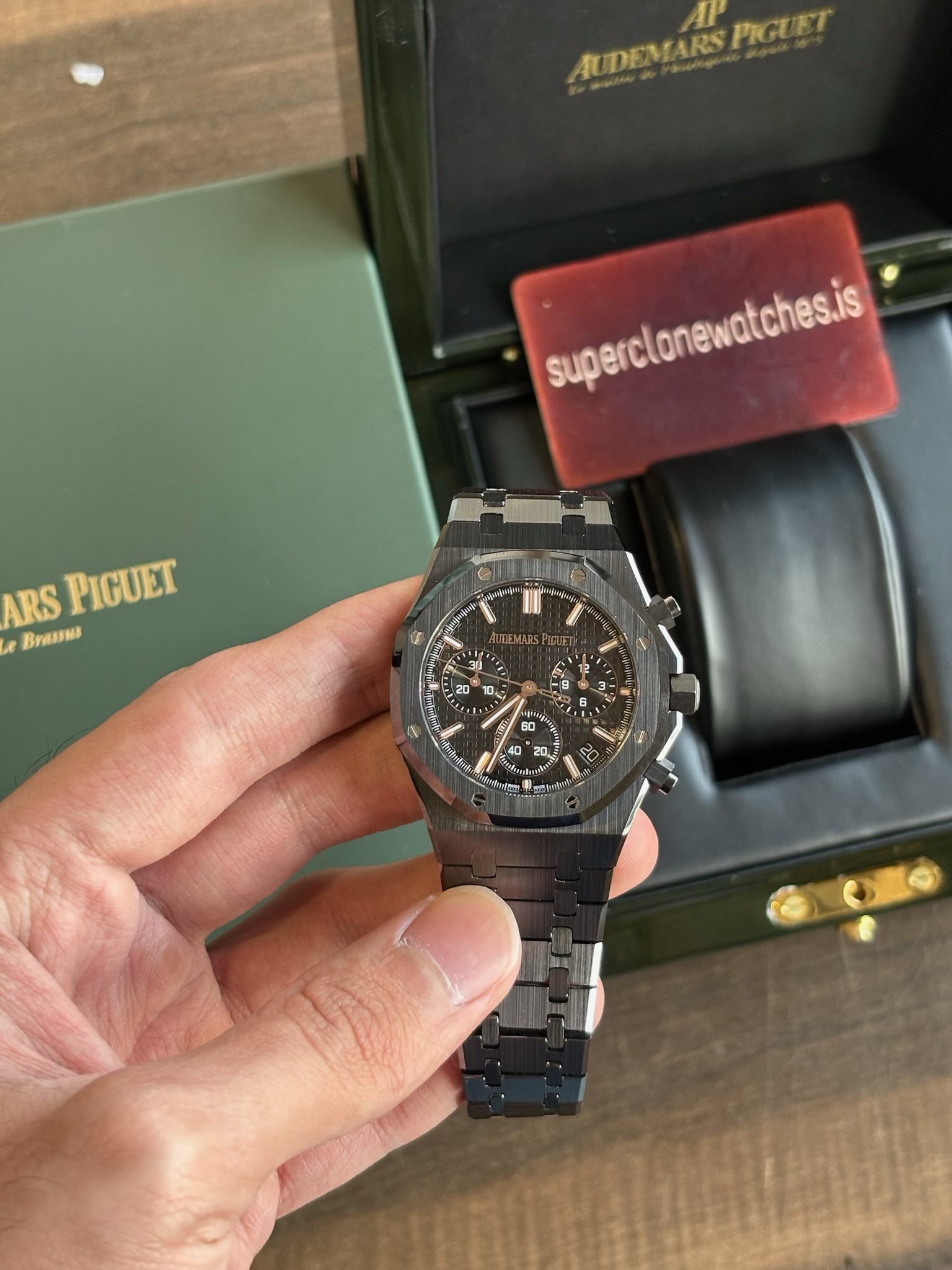 AP Royal Oak Chronograph Ceramic All Black Replica With 4401 Clone Movement - Image 6