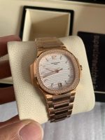 Ladies Patek Philippe Nautilus 7118/1200R Rose Gold Silver Dial