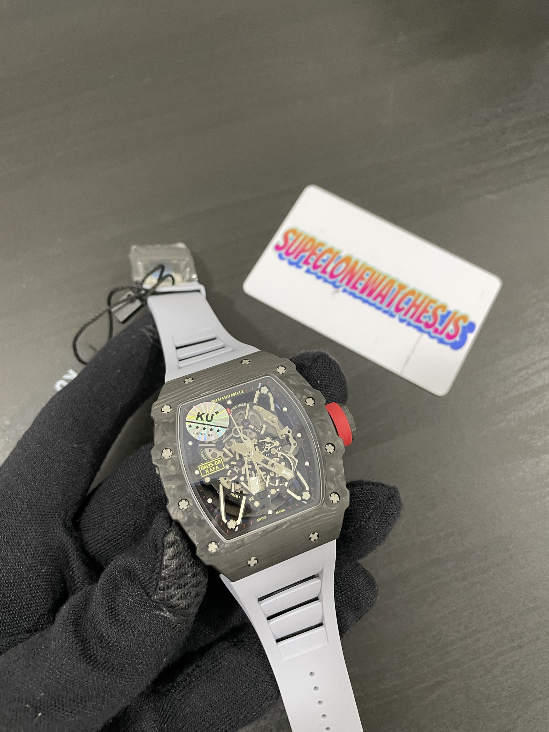 Richard Mille RM35-02 Rafael Nadal grey STrap Black NTPT Carbon Fiber Case Super Replica - Image 6