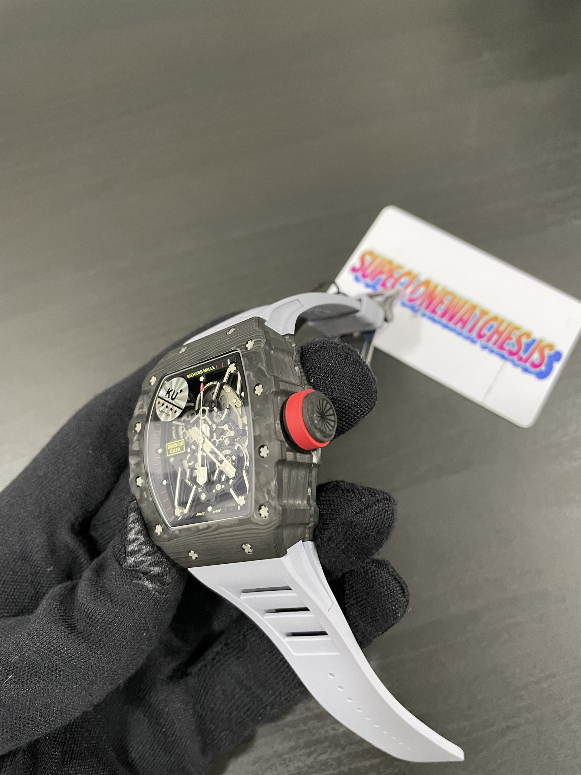 Richard Mille RM35-02 Rafael Nadal grey STrap Black NTPT Carbon Fiber Case Super Replica - Image 4