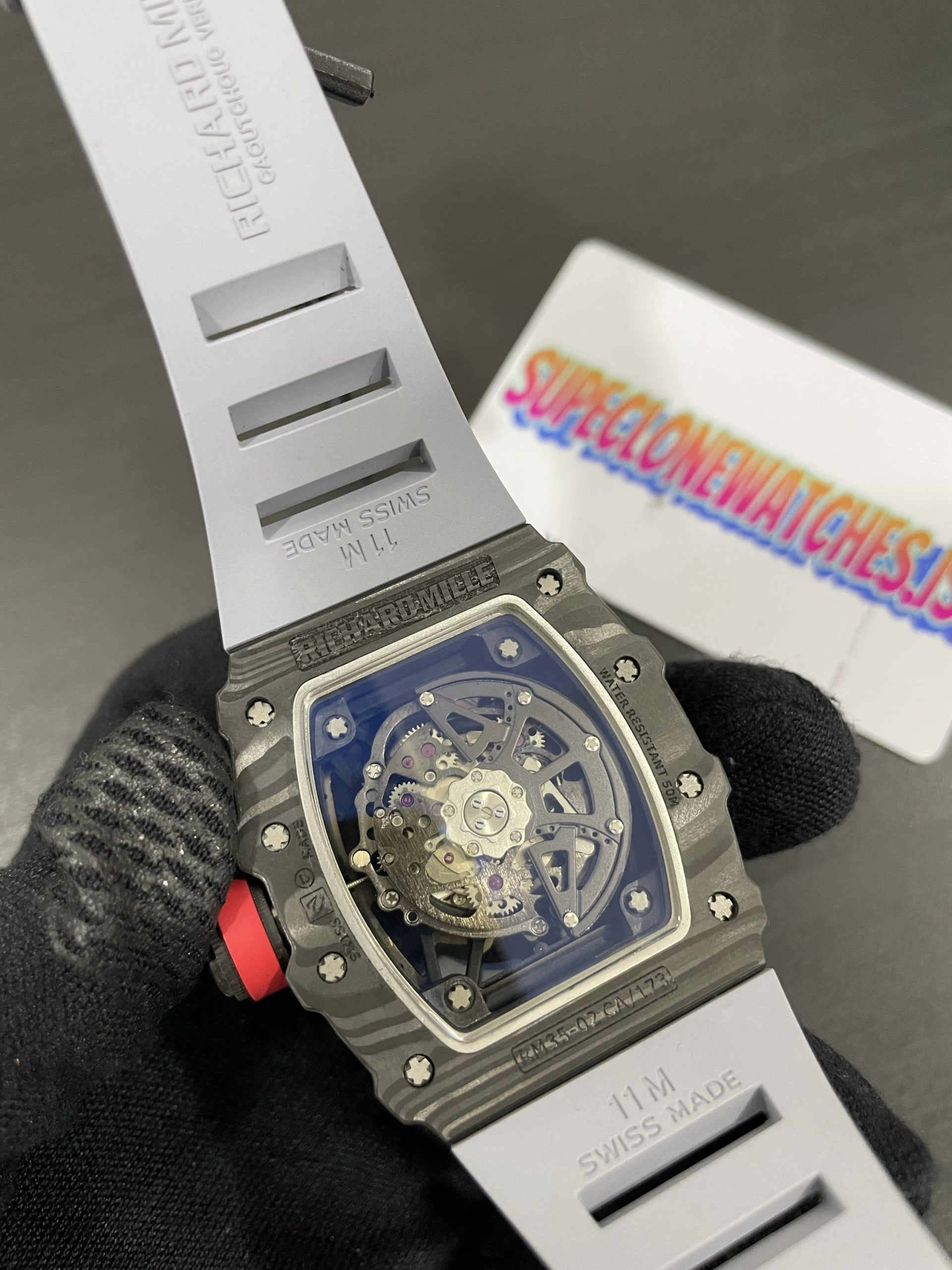 Richard Mille RM35-02 Rafael Nadal grey STrap Black NTPT Carbon Fiber Case Super Replica - Image 5