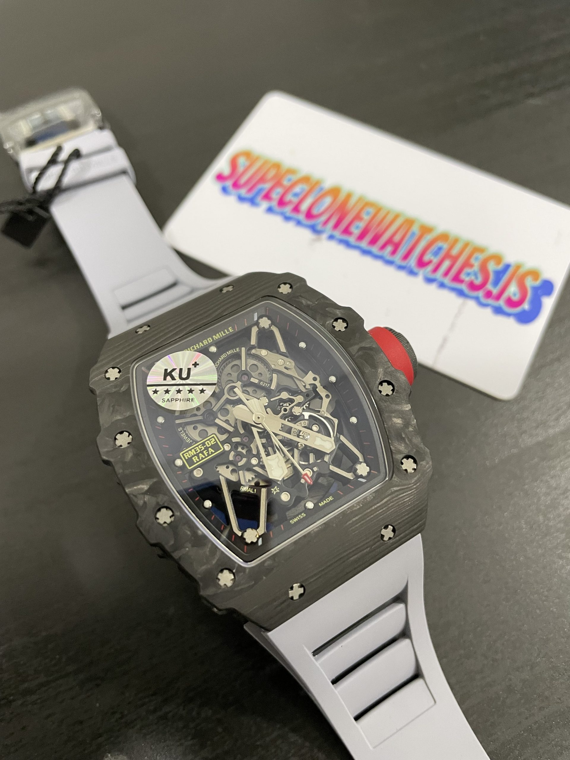 Richard Mille RM35-02 Rafael Nadal grey STrap Black NTPT Carbon Fiber Case Super Replica - Image 7