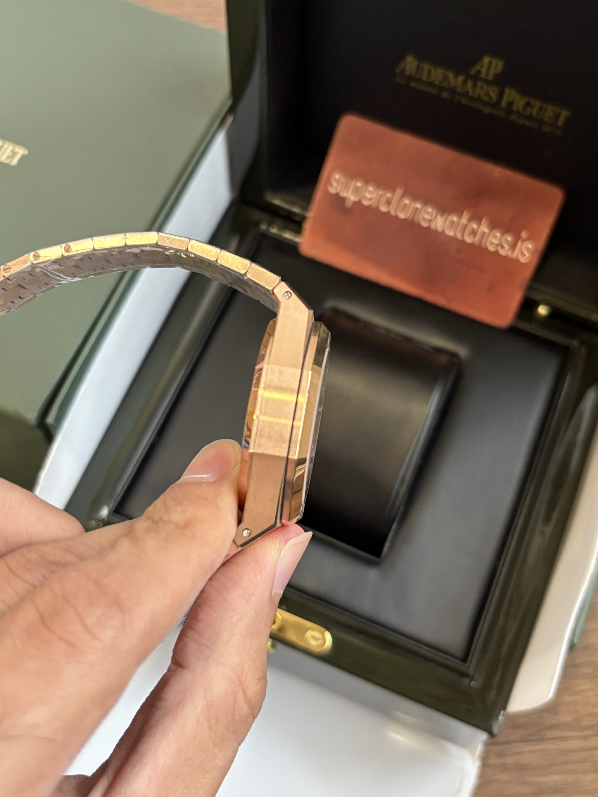 Audemars Piguet Royal Oak Chronograph Rose Gold Blue Dial Ref 26240 Super Clone - Image 3
