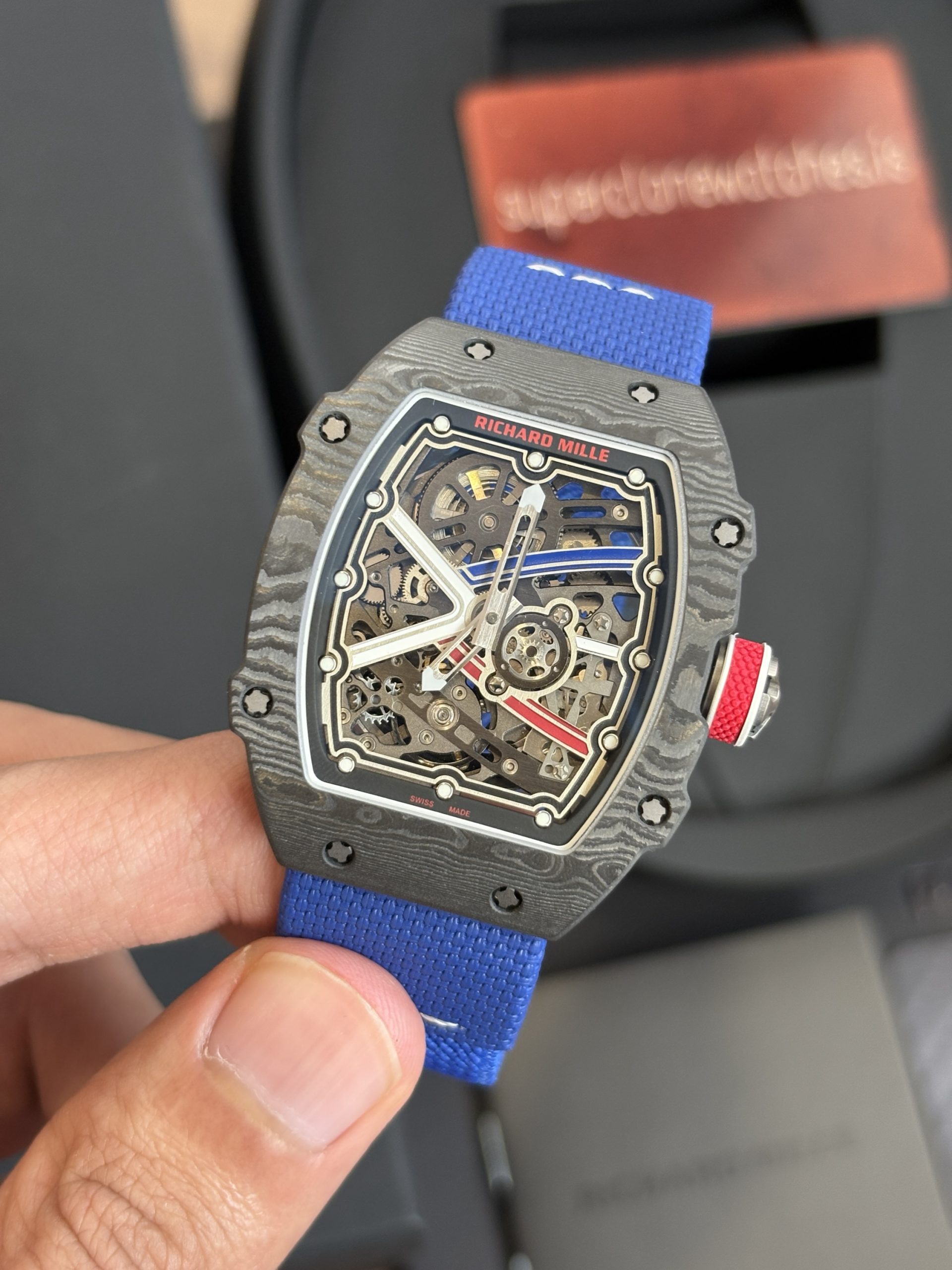 RM 67-02 Super Clone Sébastien Ogier TPT Blue elastic wristband - Image 3