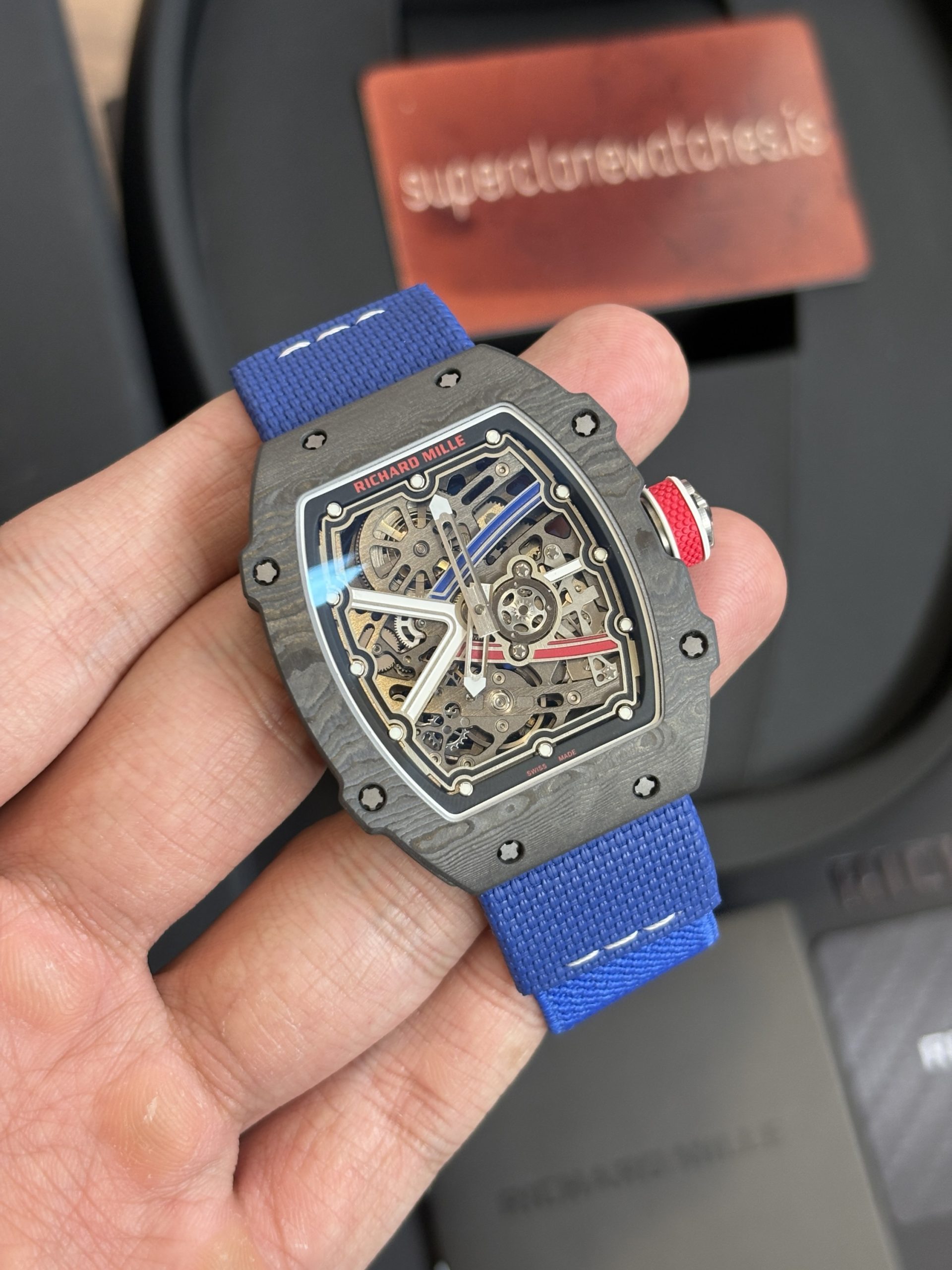 RM 67-02 Super Clone Sébastien Ogier TPT Blue elastic wristband - Image 2