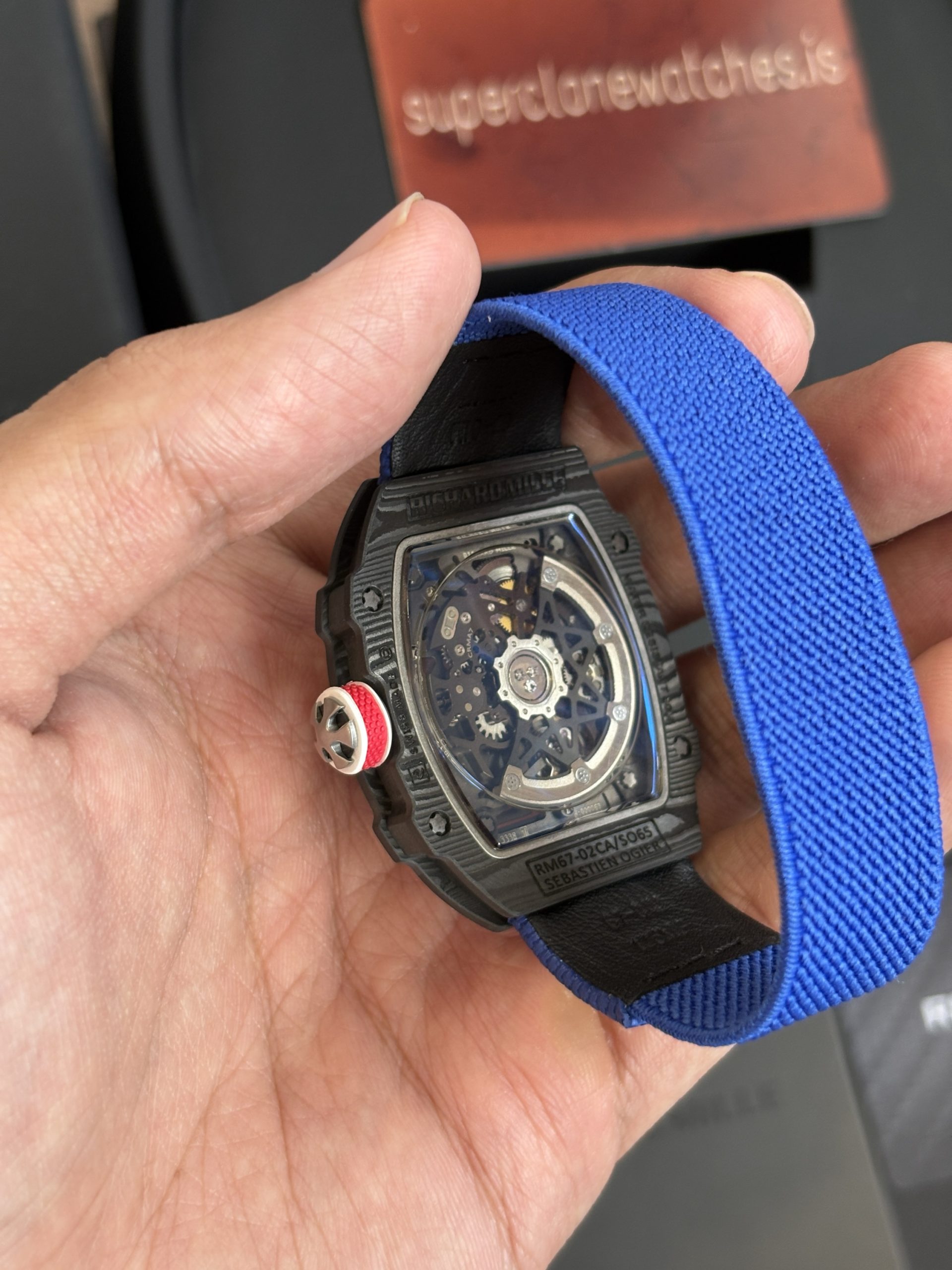 RM 67-02 Super Clone Sébastien Ogier TPT Blue elastic wristband - Image 5