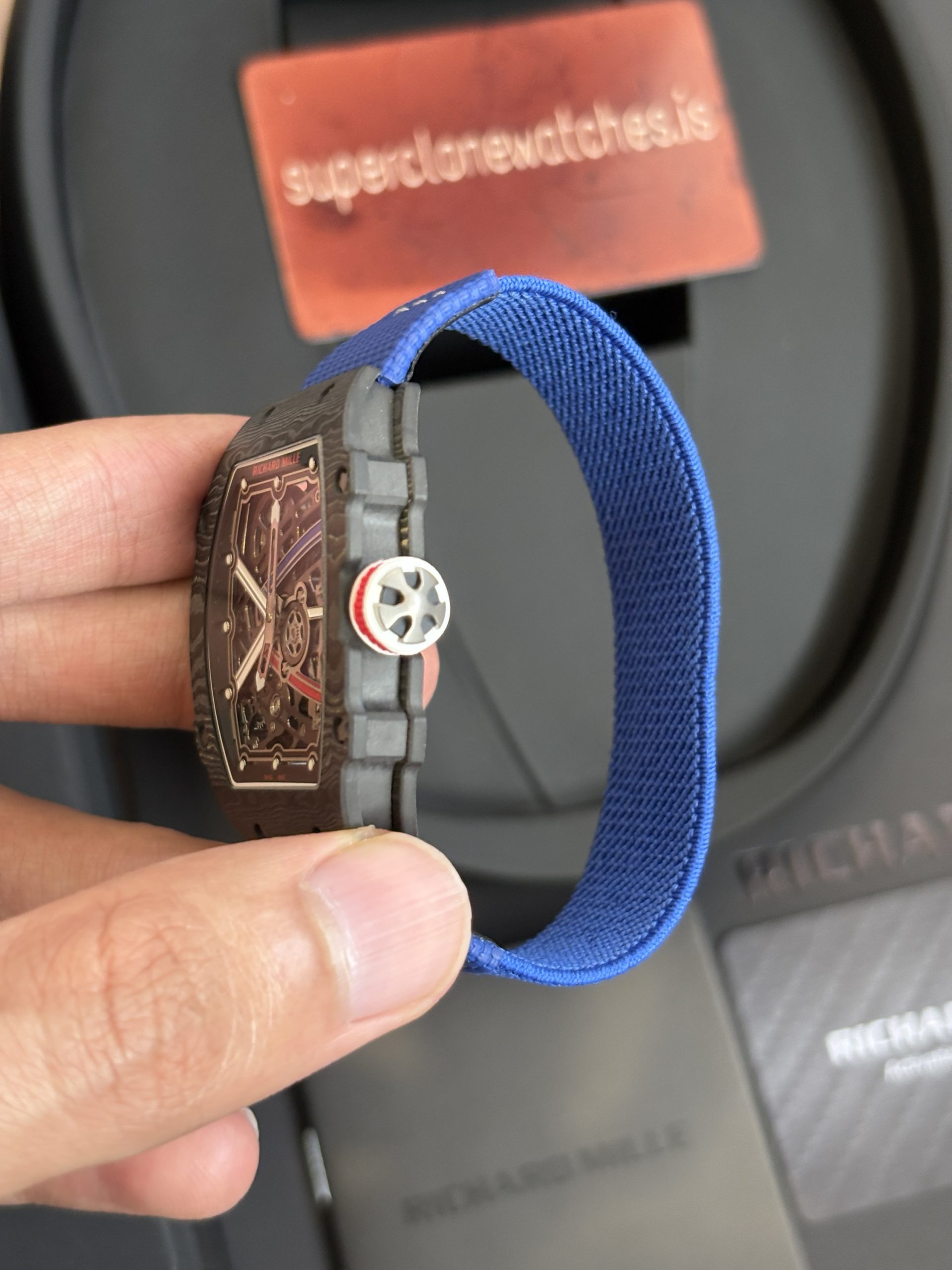 RM 67-02 Super Clone Sébastien Ogier TPT Blue elastic wristband - Image 4