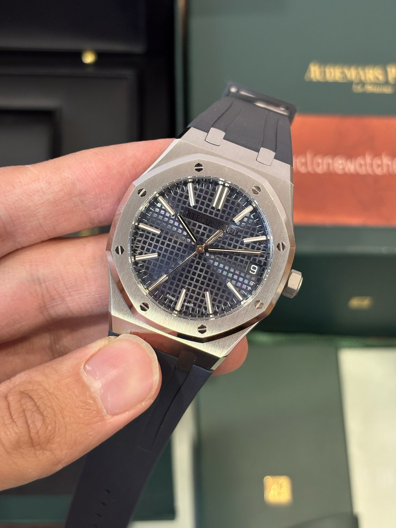 Audemars Piguet Royal Oak 15510 Blue Dial Rubber Strap Replica - Image 5