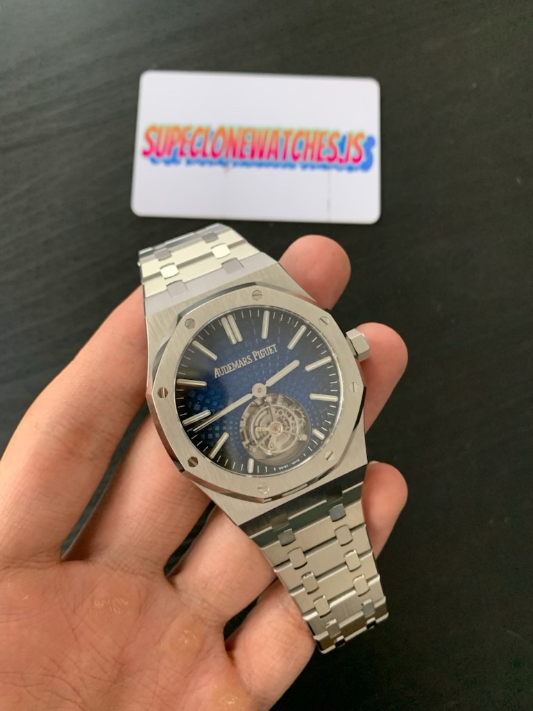 Audemars Piguet Replica Royal Oak Selfwinding Flyback Tourbillon Blue Dial - Image 5