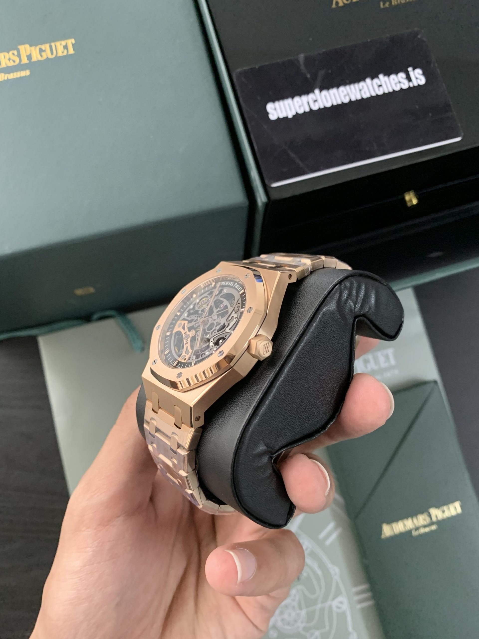 Audemars Piguet Royal Oak Skeleton Rose Gold Ref15407 Super Clone Replica - Image 6