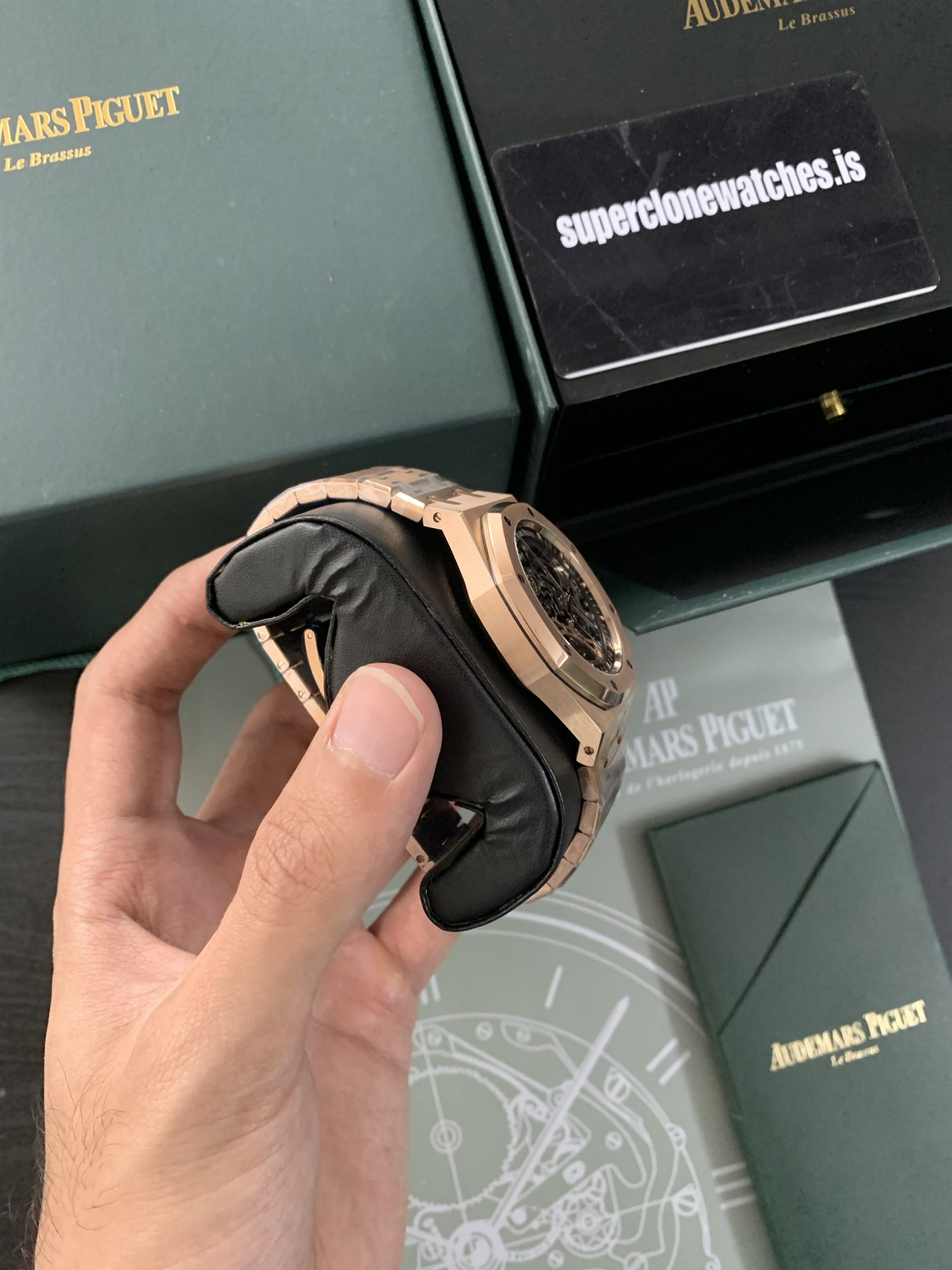 Audemars Piguet Royal Oak Skeleton Rose Gold Ref15407 Super Clone Replica - Image 2