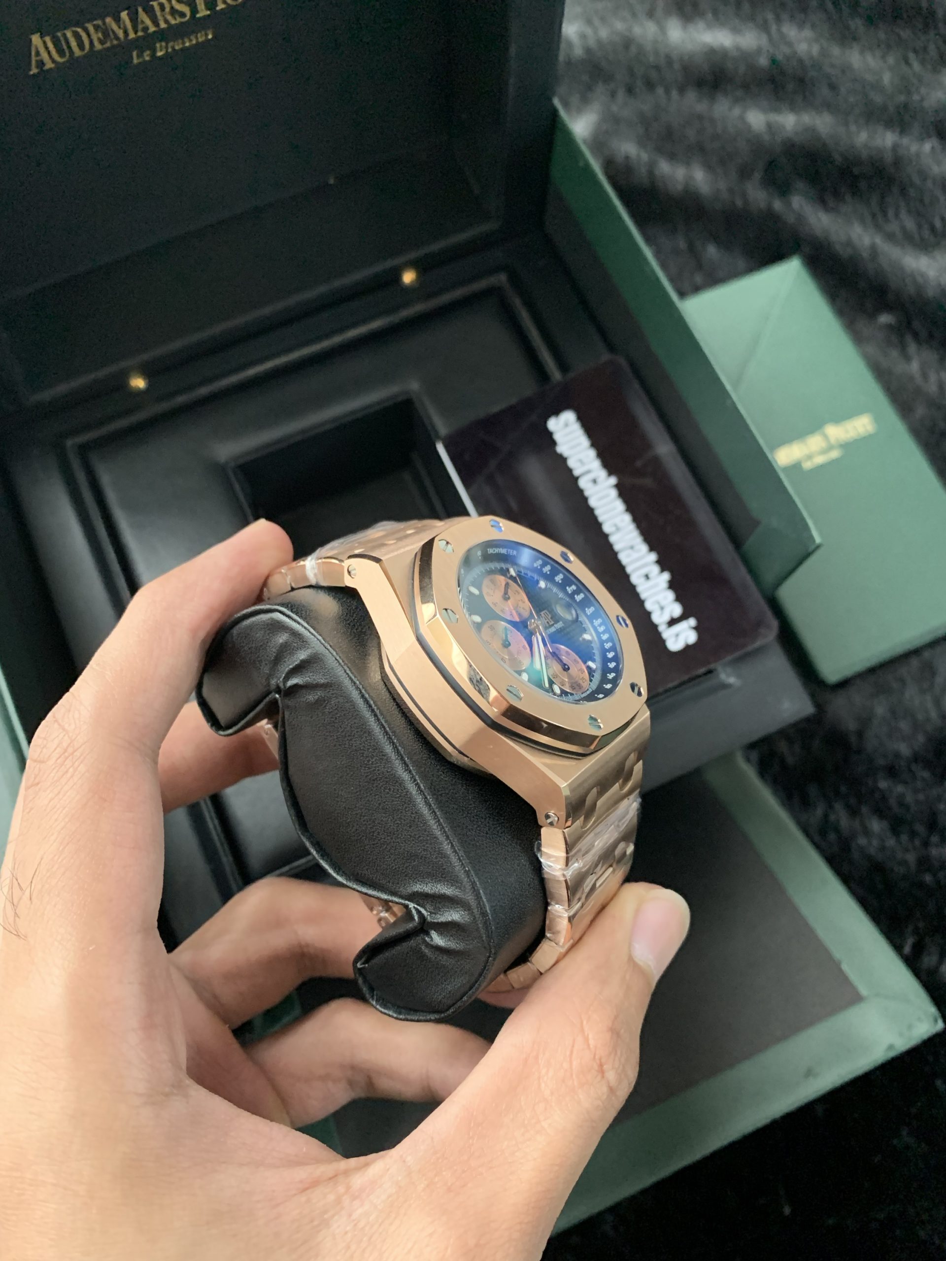 AP Royal oak Offshore 26238 Rose Gold Blue Dial Chrono 1:1 Swiss Super Replica - Image 9