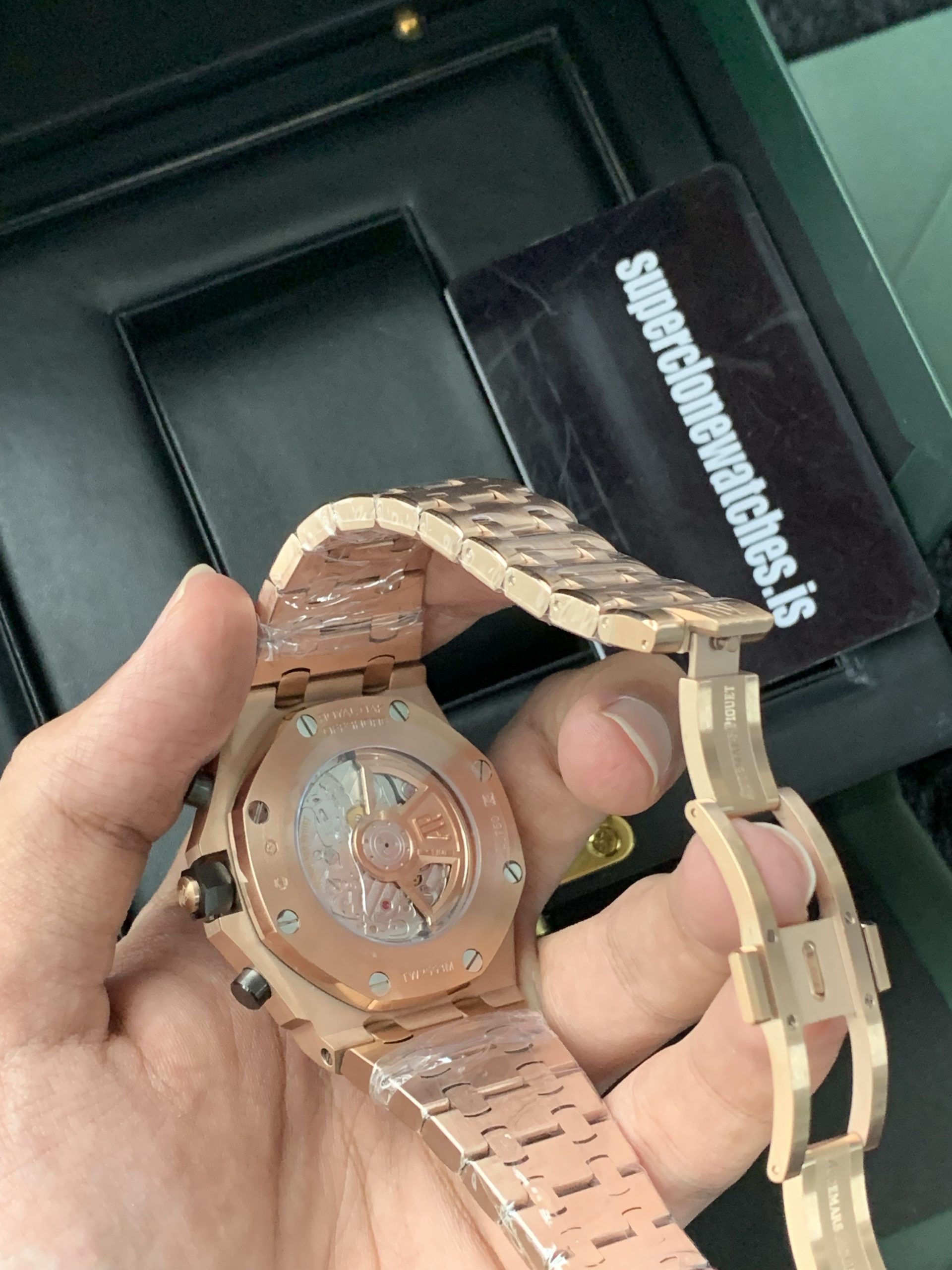 AP Royal oak Offshore 26238 Rose Gold Blue Dial Chrono 1:1 Swiss Super Replica - Image 5
